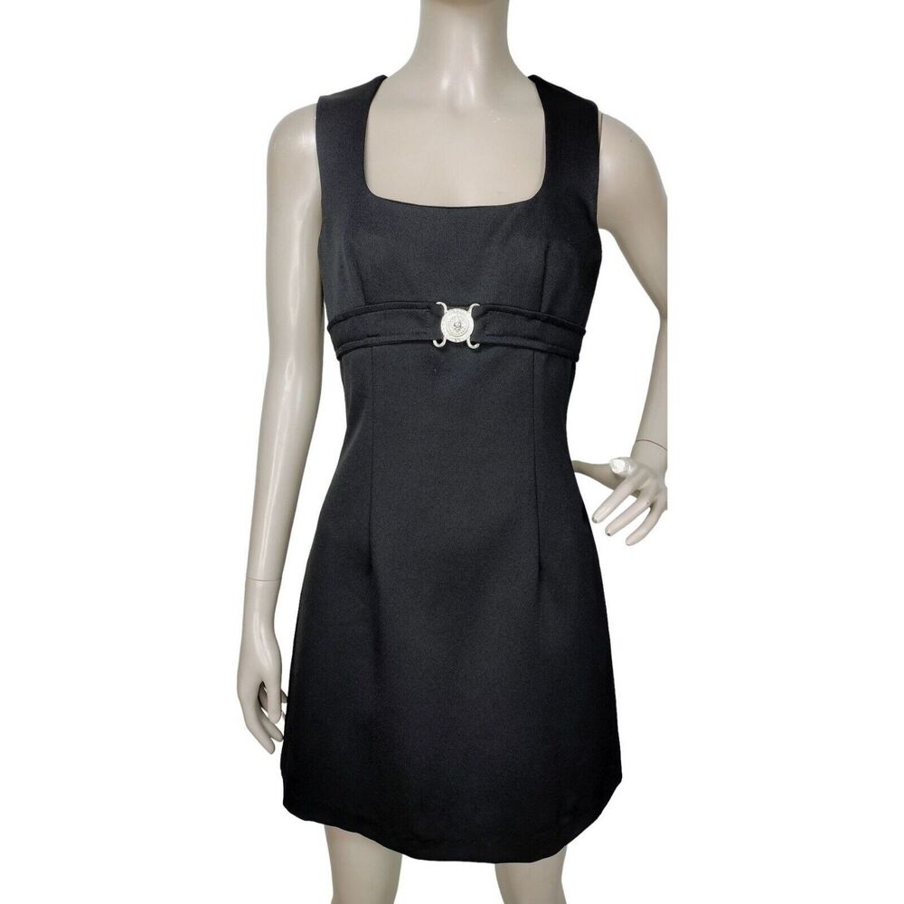 Vintage 90s Y2K XOXO Lion Head Empire Waist A-Line Sleeveless Mini Dress XS/S